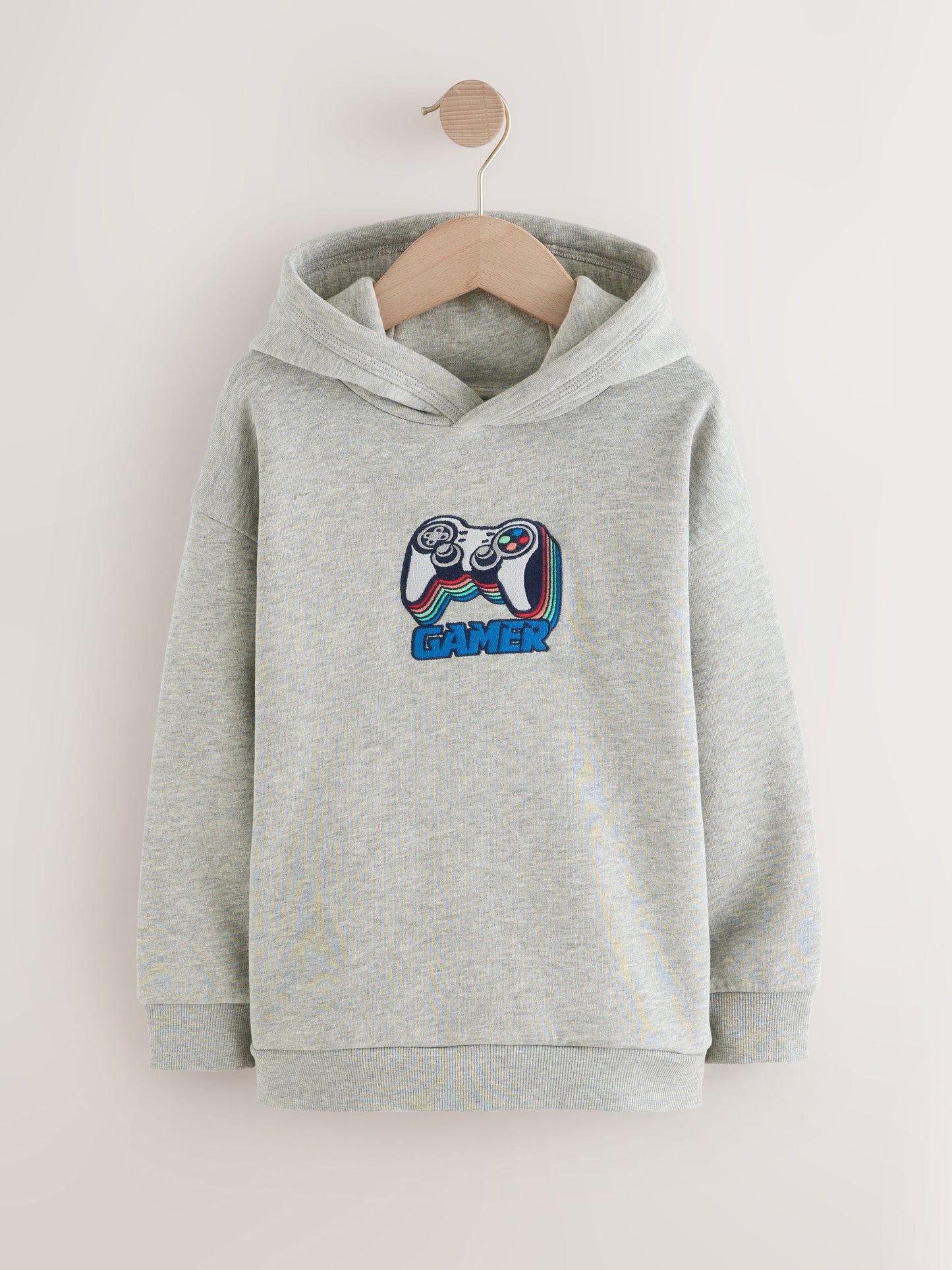 Grey Embroidery Controller Older Boys Graphic Print Hoodie (3-16yrs)