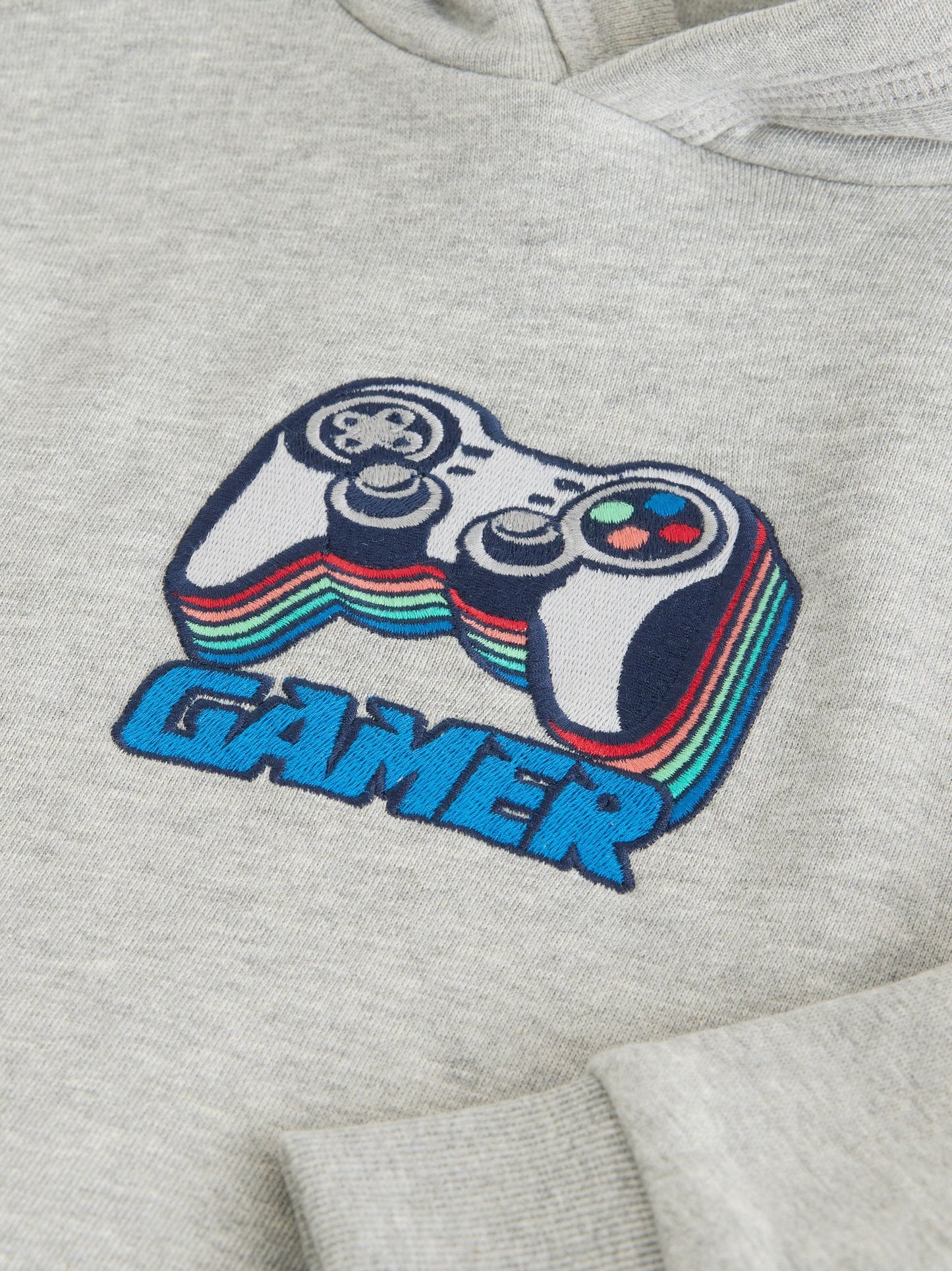 Grey Embroidery Controller Older Boys Graphic Print Hoodie (3-16yrs)
