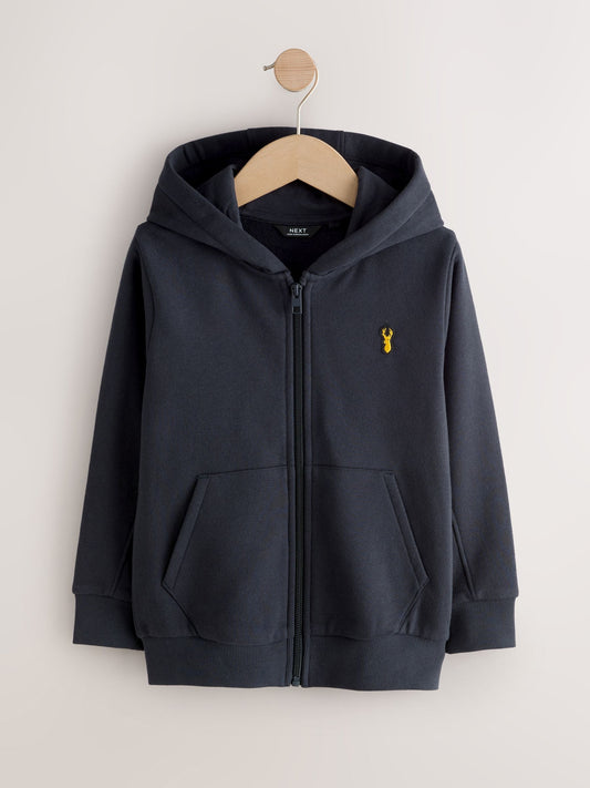 Navy Blue Logo Zip Through Hoodie (3-16yrs)