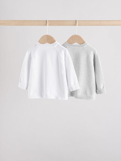 Dsiney Kidz - Grey/White Grey and White 2pk Knitted Baby Cardigan image 4