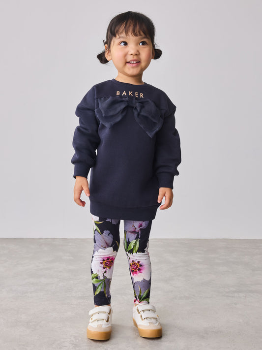Baker by Ted Baker 2 Piece Longline Bow Sweat and Floral Leggings Set image 1