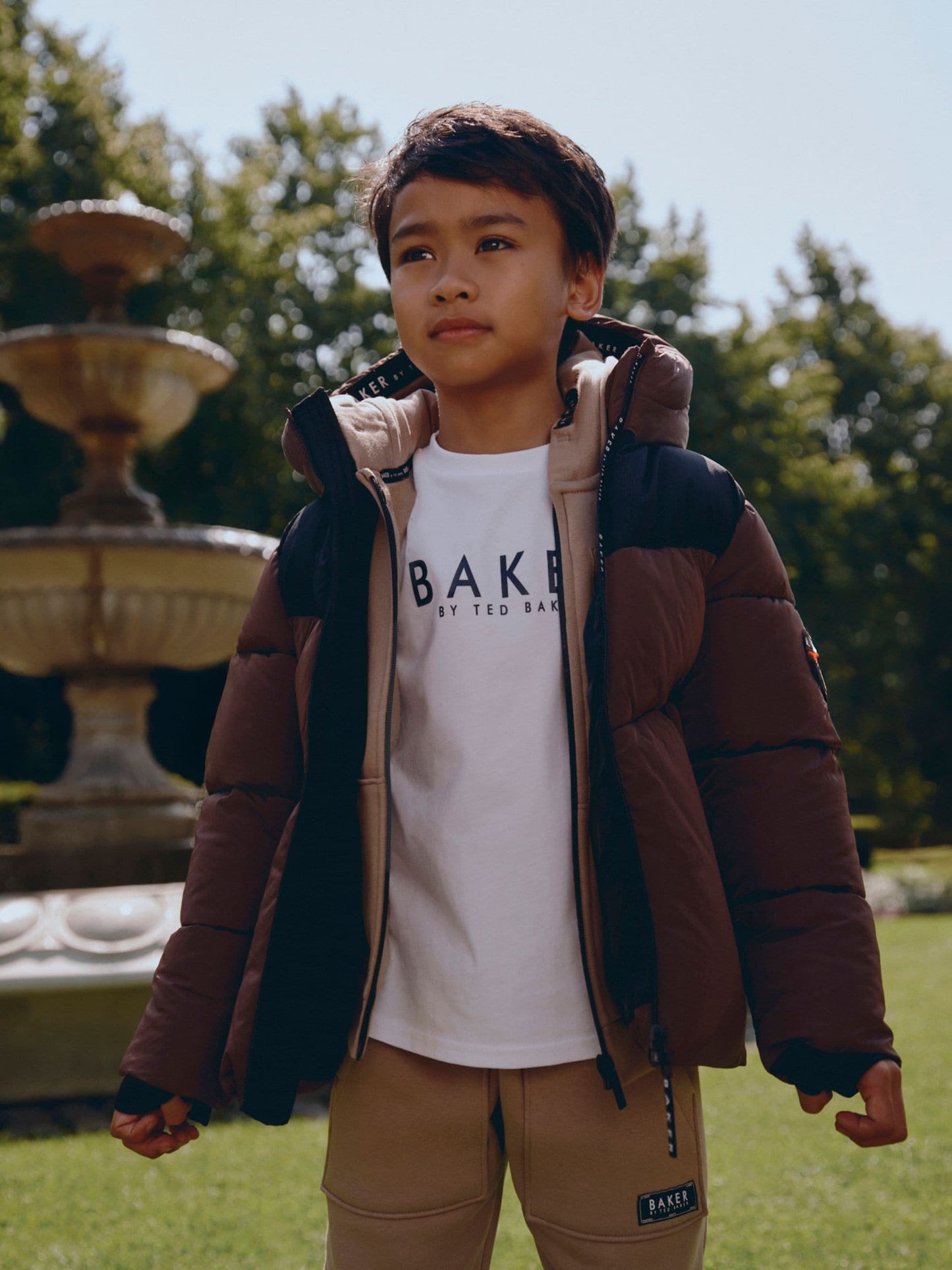 Baker by Ted Baker Shower Resistant Colourblock Padded Brown/Black Coat image 3