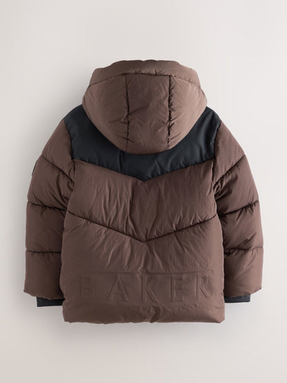 Baker by Ted Baker Shower Resistant Colourblock Padded Brown/Black Coat image 6