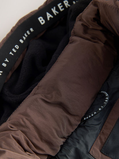 Baker by Ted Baker Shower Resistant Colourblock Padded Brown/Black Coat image 9