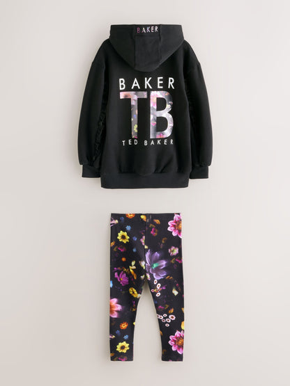 Baker by Ted Baker 2 Piece Longline Black Hoodie and Printed Leggings Set image 10