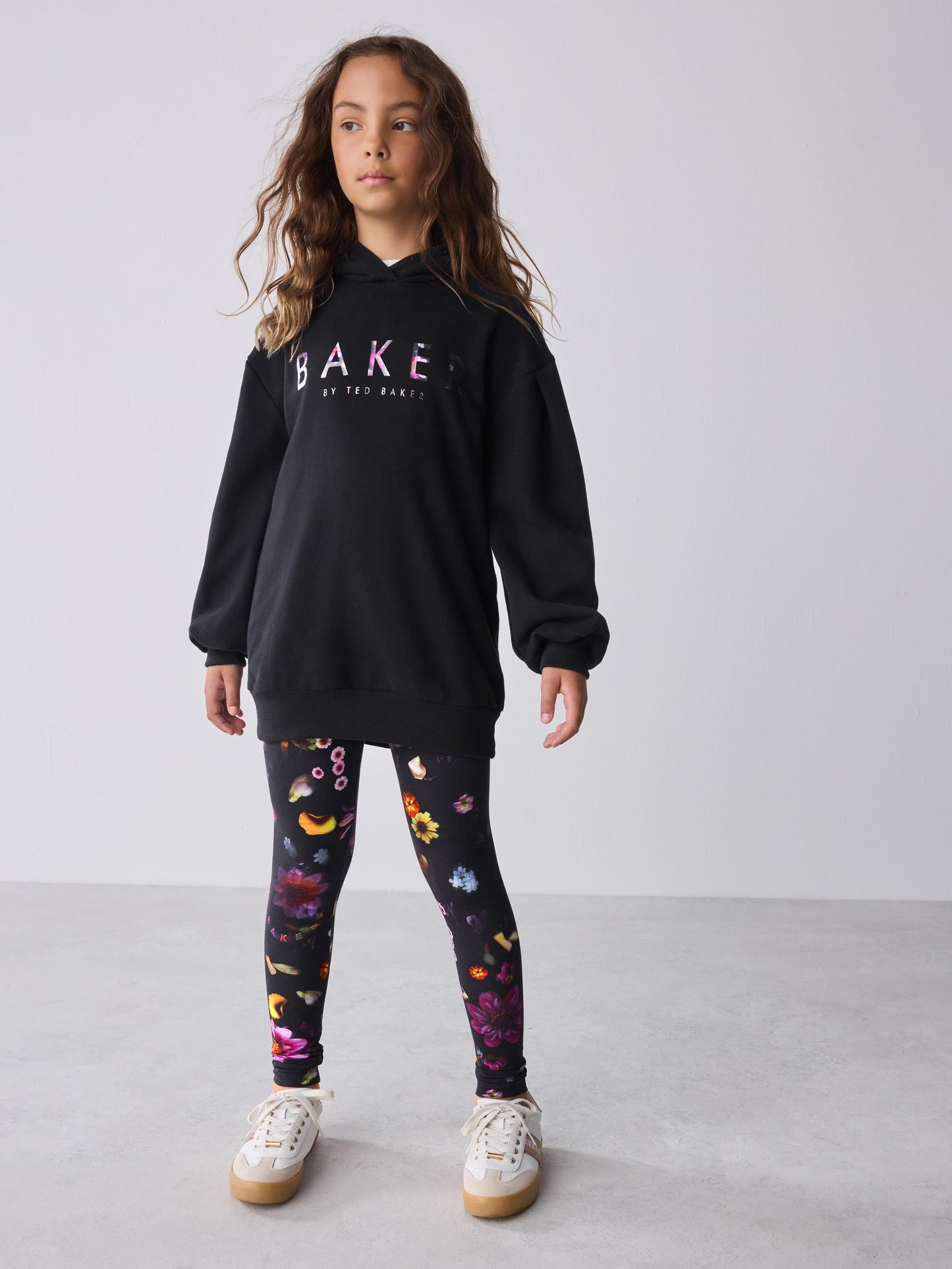 Baker by Ted Baker 2 Piece Longline Black Hoodie and Printed Leggings Set image 3