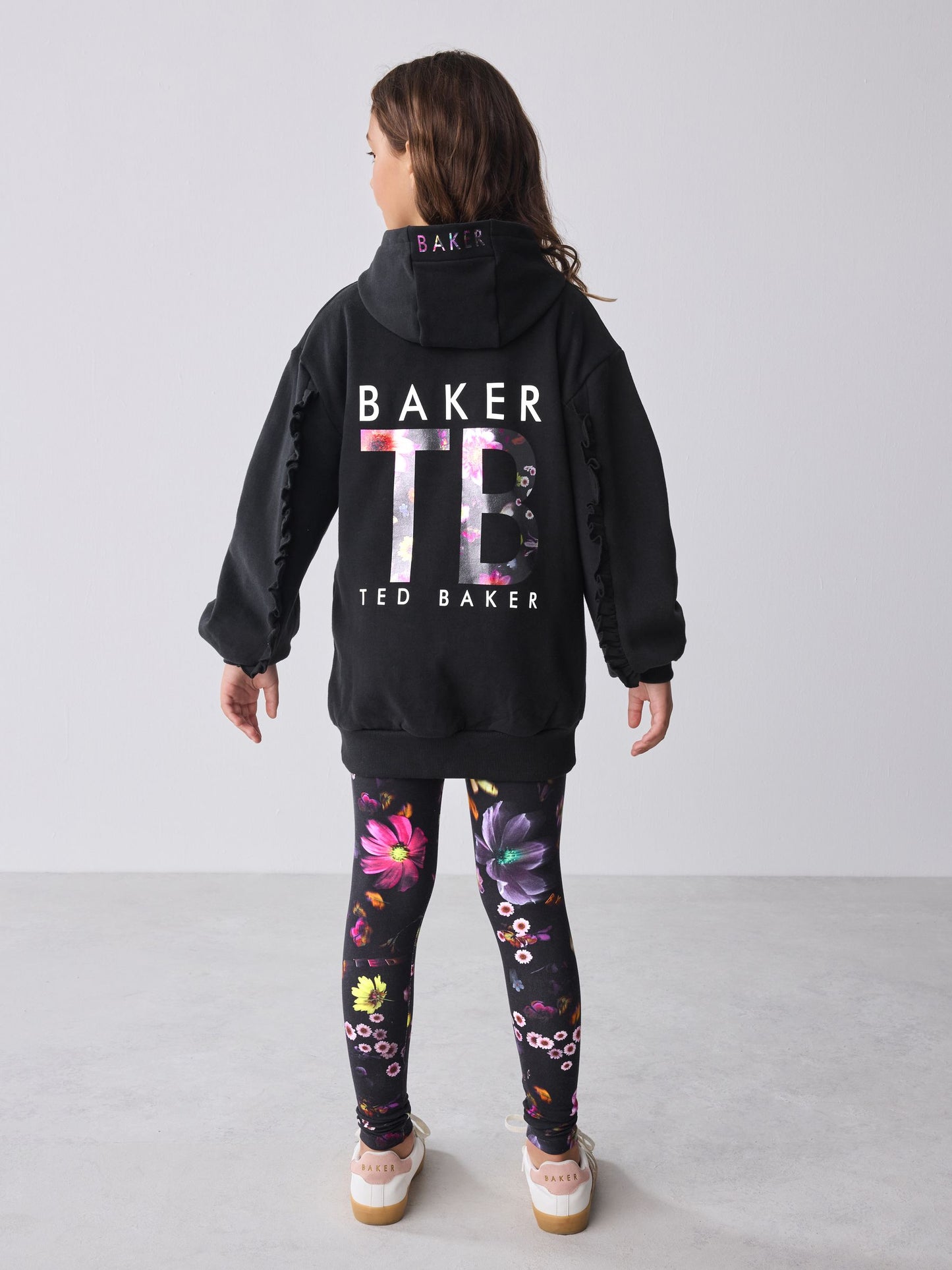 Baker by Ted Baker 2 Piece Longline Black Hoodie and Printed Leggings Set image 4