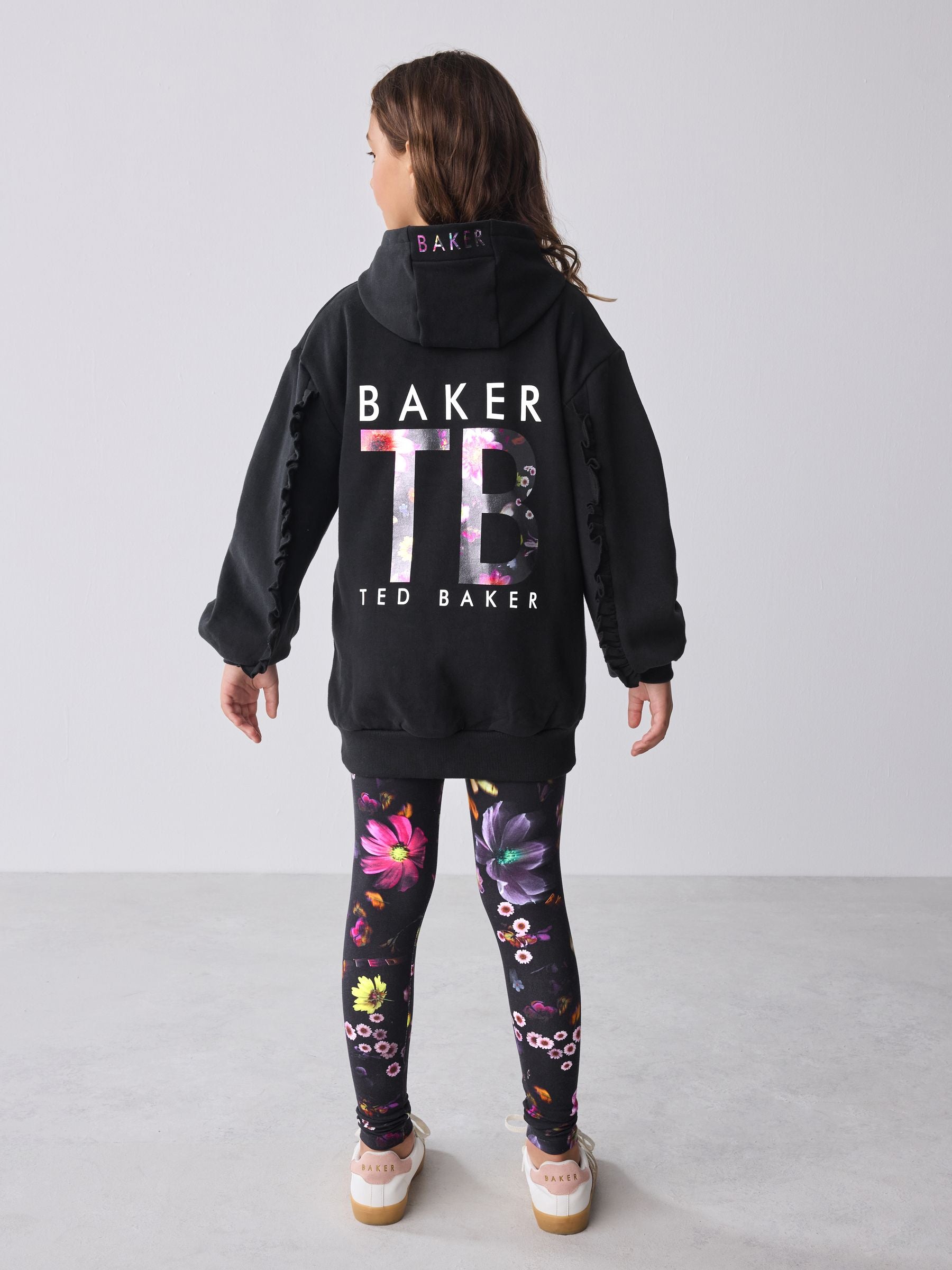 Baker by Ted Baker 2 Piece Longline Black Hoodie and Printed Leggings Set image 4