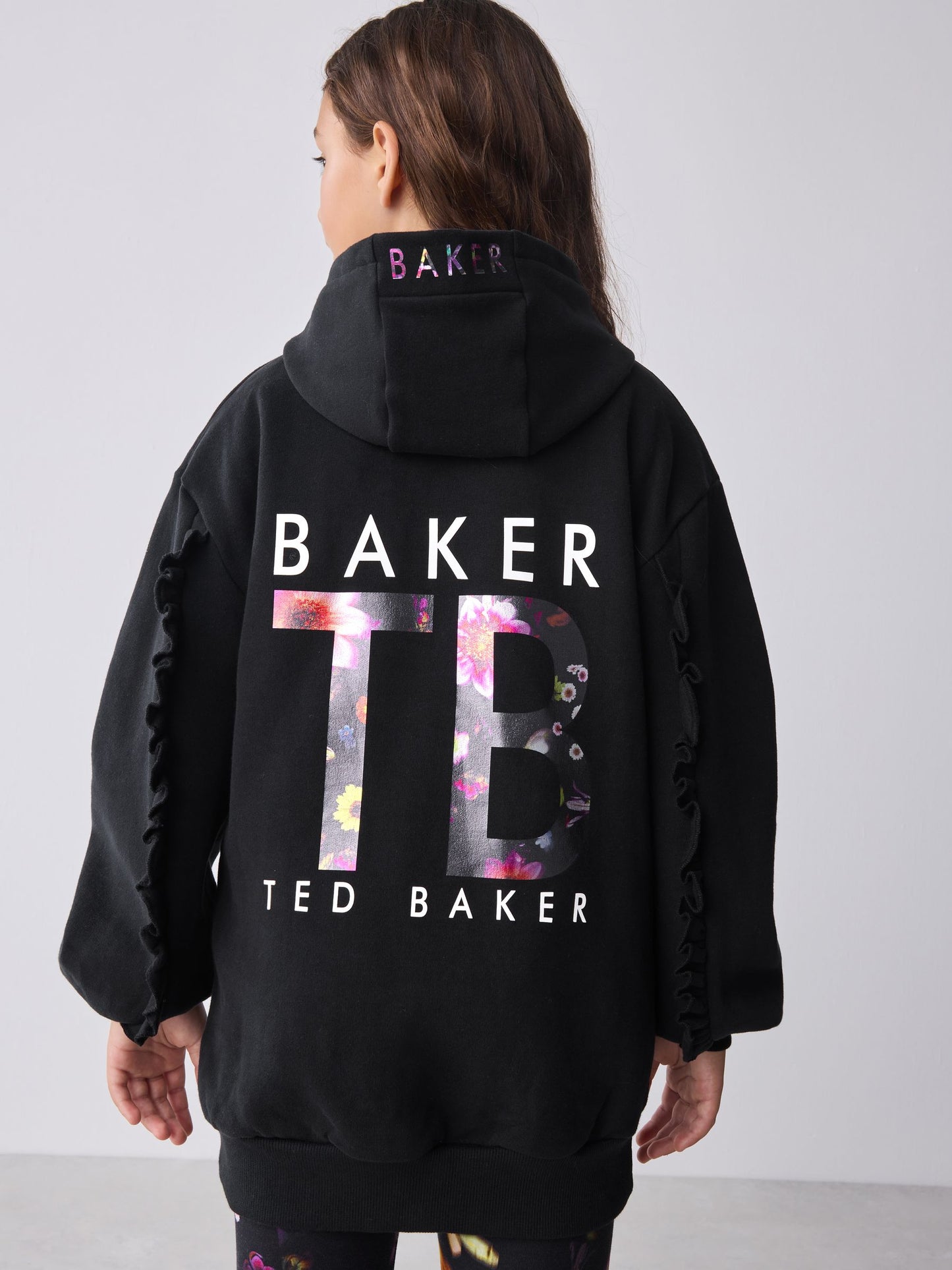 Baker by Ted Baker 2 Piece Longline Black Hoodie and Printed Leggings Set image 5