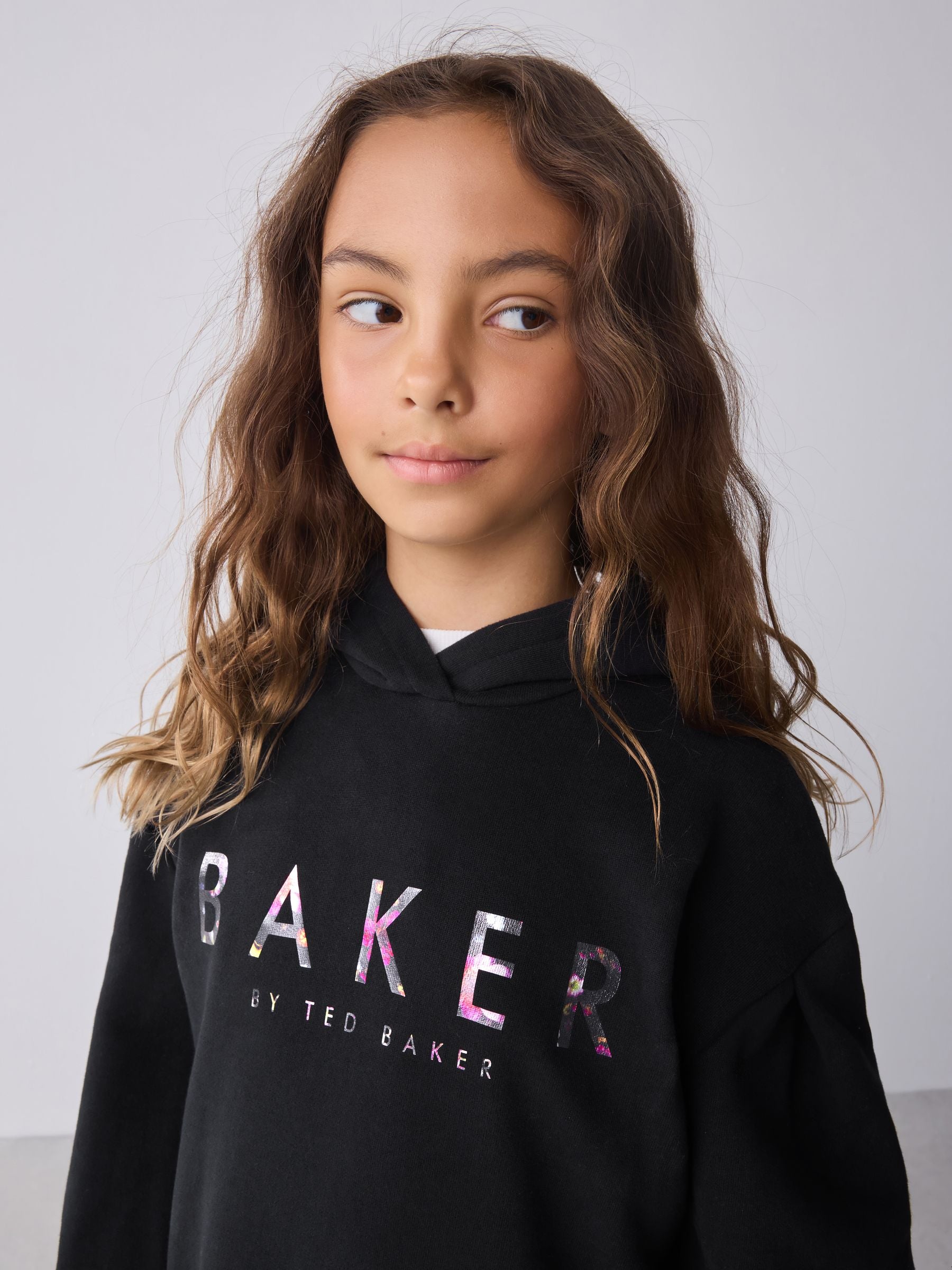 Baker by Ted Baker 2 Piece Longline Black Hoodie and Printed Leggings Set image 7