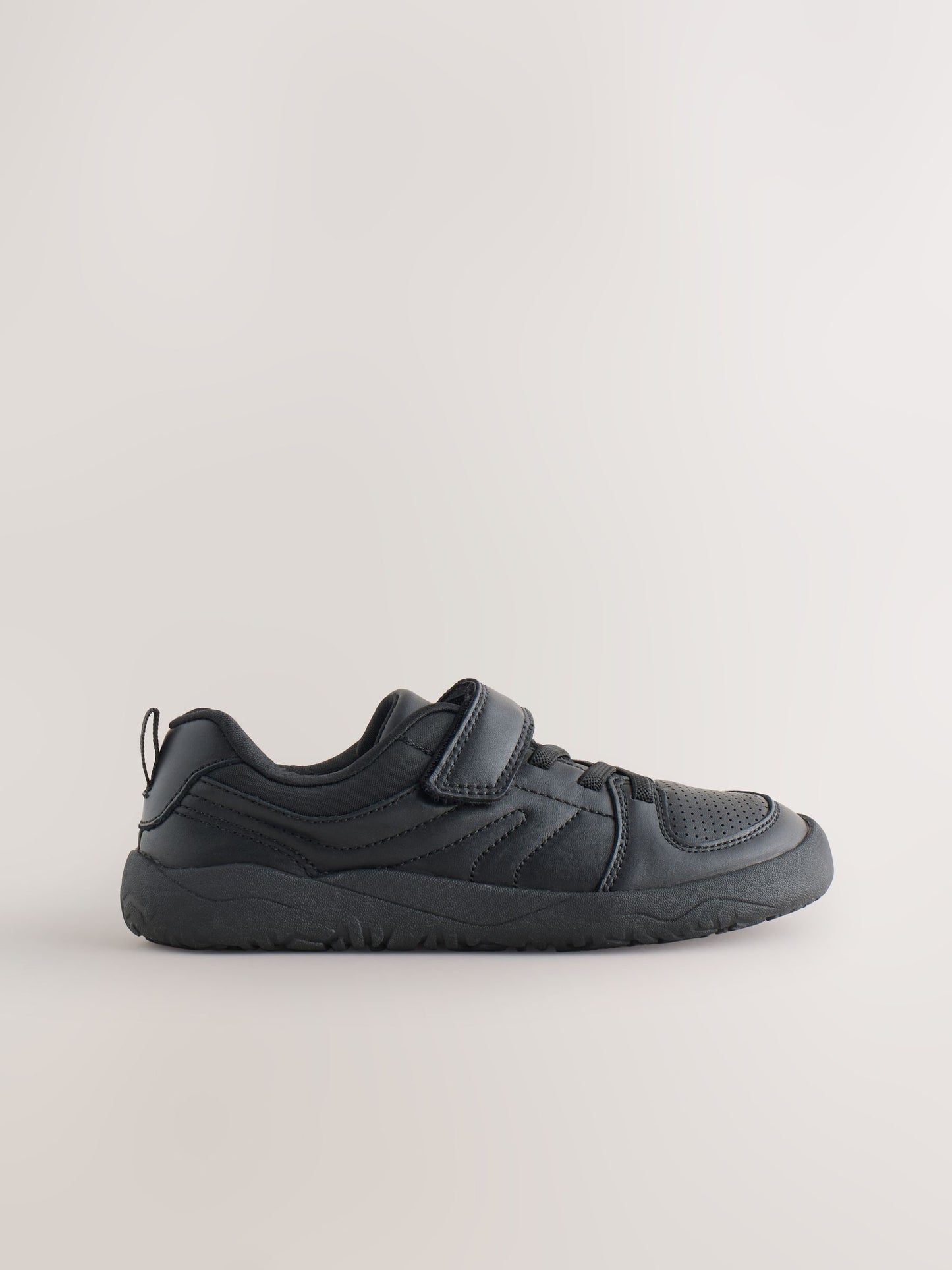 Black Barefoot Leather 1 Strap Elastic Lace School Shoes image 2
