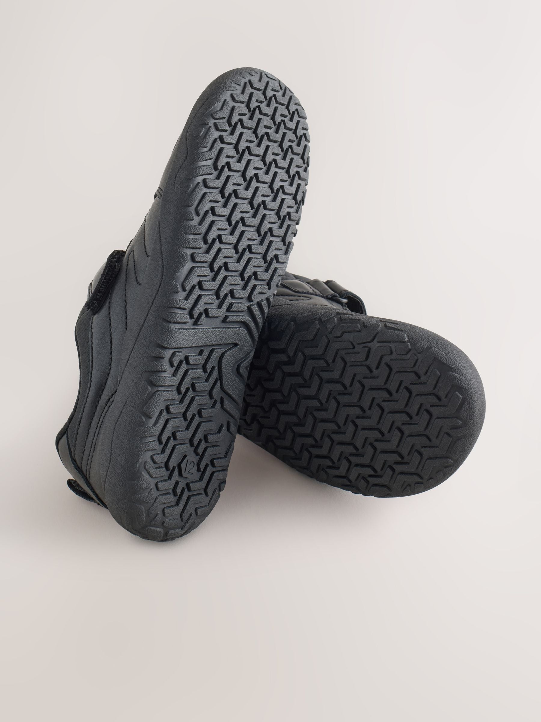 Black Barefoot Leather 1 Strap Elastic Lace School Shoes image 3