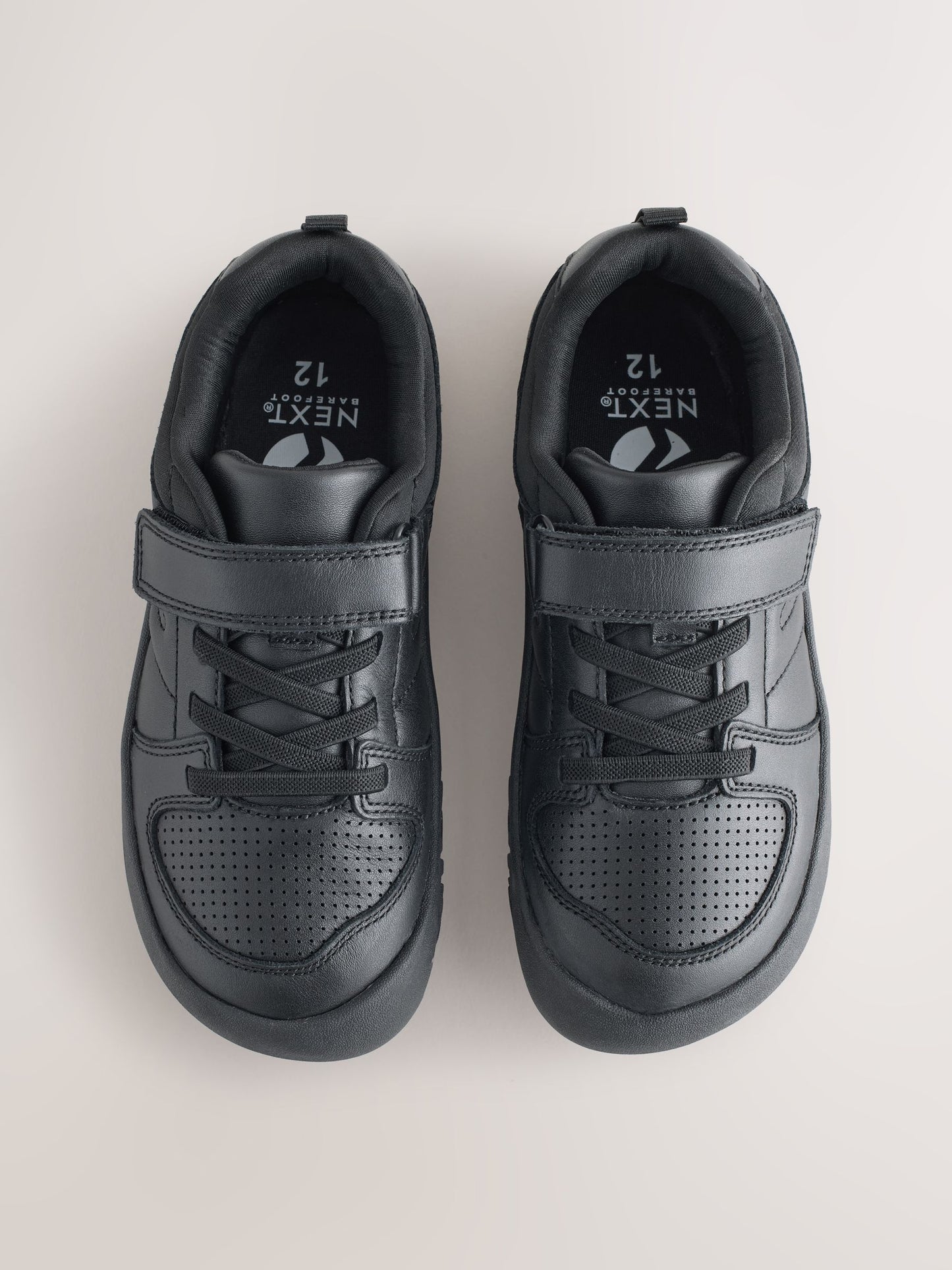 Black Barefoot Leather 1 Strap Elastic Lace School Shoes image 5