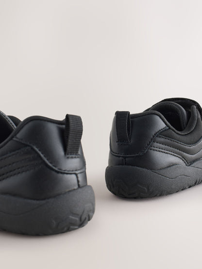 Black Barefoot Leather 1 Strap Elastic Lace School Shoes image 6