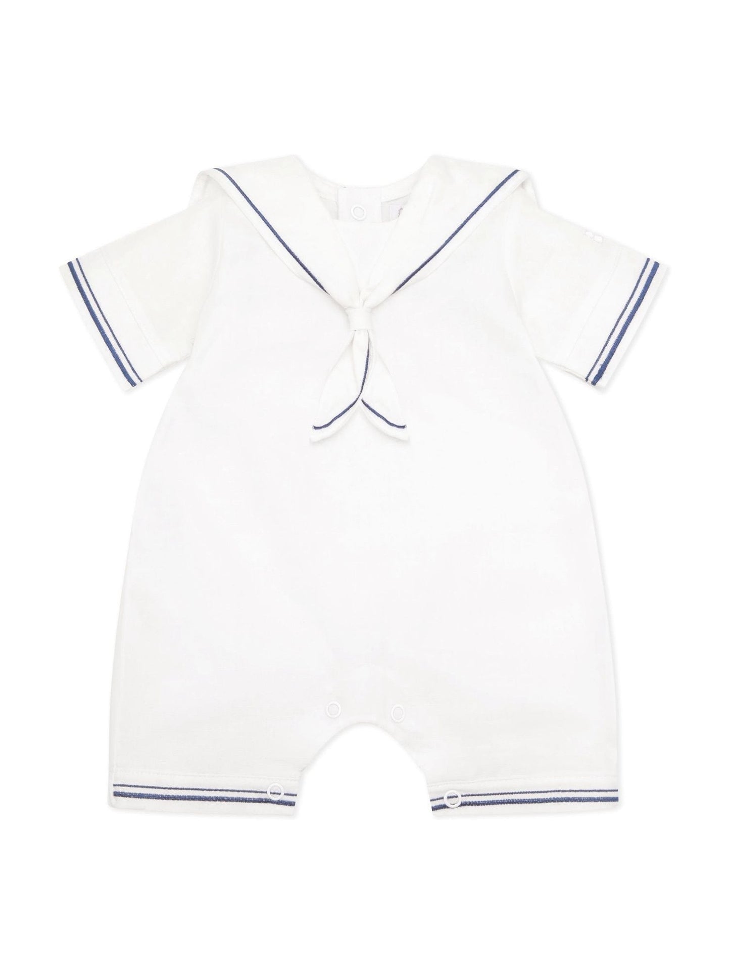 Emile Et Rose White Style Sailor Romper With Collar, Emb & Hat Set image 3