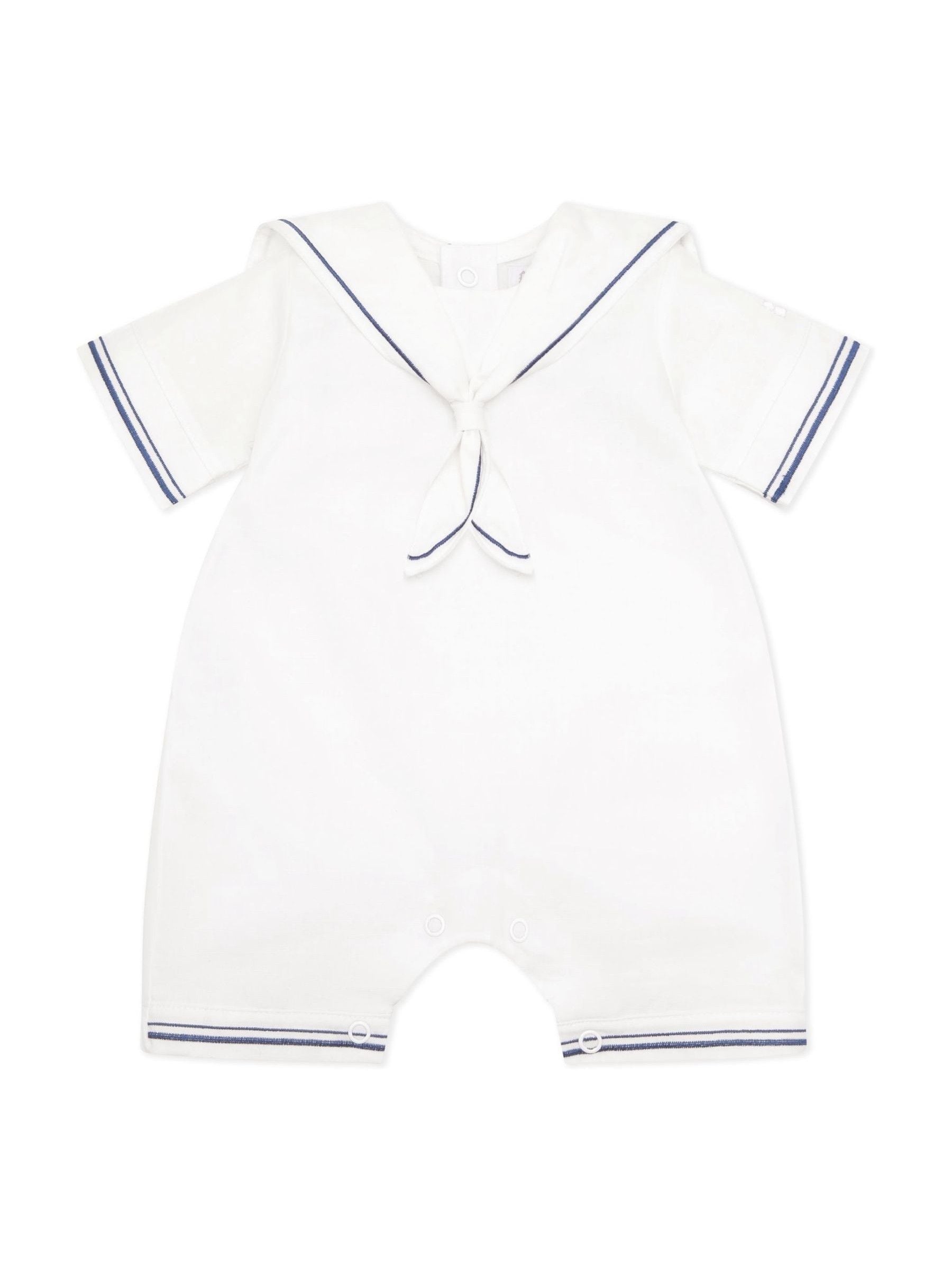 Emile Et Rose White Style Sailor Romper With Collar, Emb & Hat Set image 3