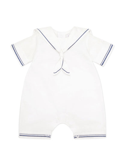 Emile Et Rose White Style Sailor Romper With Collar, Emb & Hat Set image 3