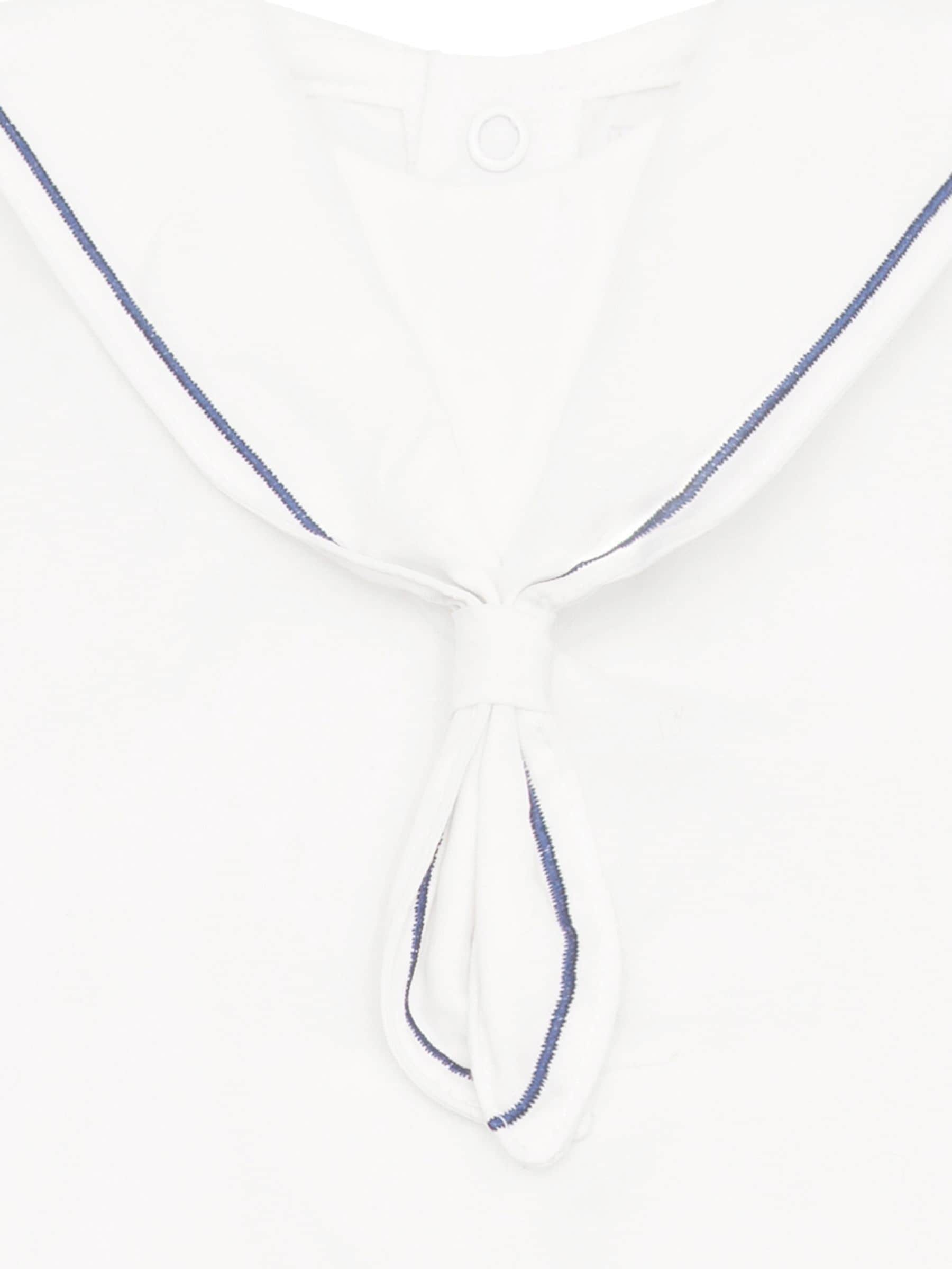 Emile Et Rose White Style Sailor Romper With Collar, Emb & Hat Set image 4