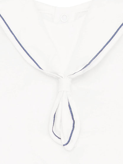 Emile Et Rose White Style Sailor Romper With Collar, Emb & Hat Set image 4