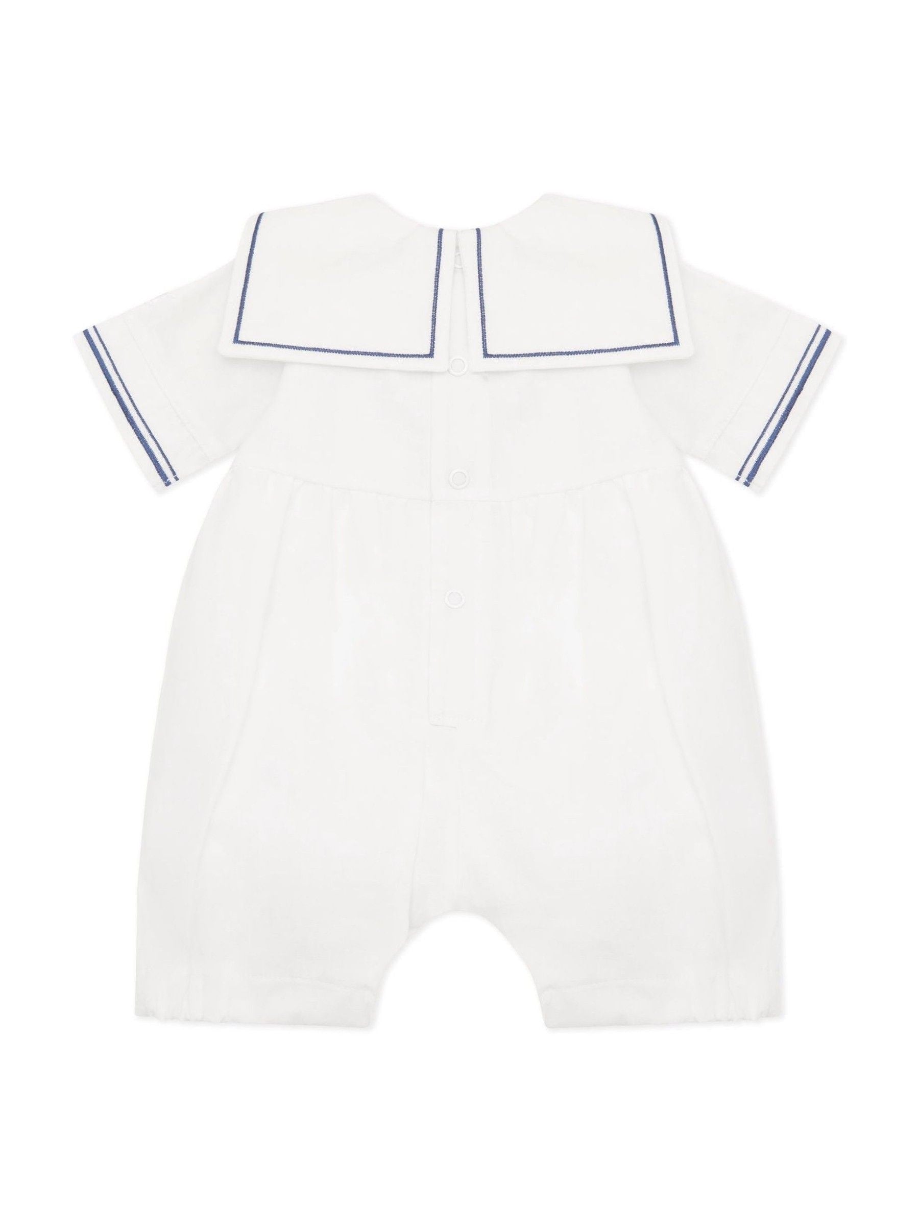 Emile Et Rose White Style Sailor Romper With Collar, Emb & Hat Set image 5