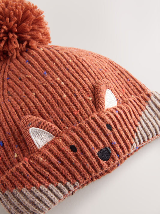Orange Fox Pom Beanie Hat (3mths-10yrs) image 3