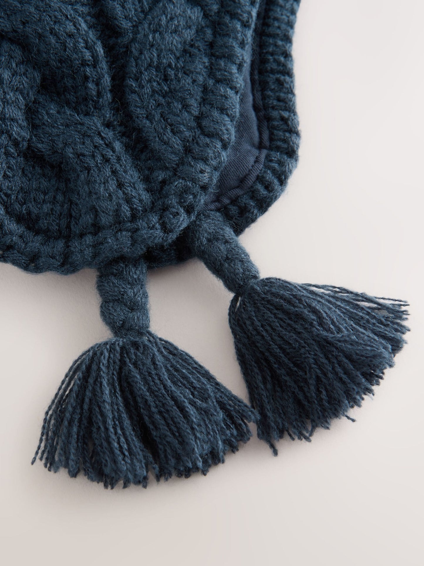 Navy Blue Cable Knit Inca Pom Hat (3mths-10yrs) image 3