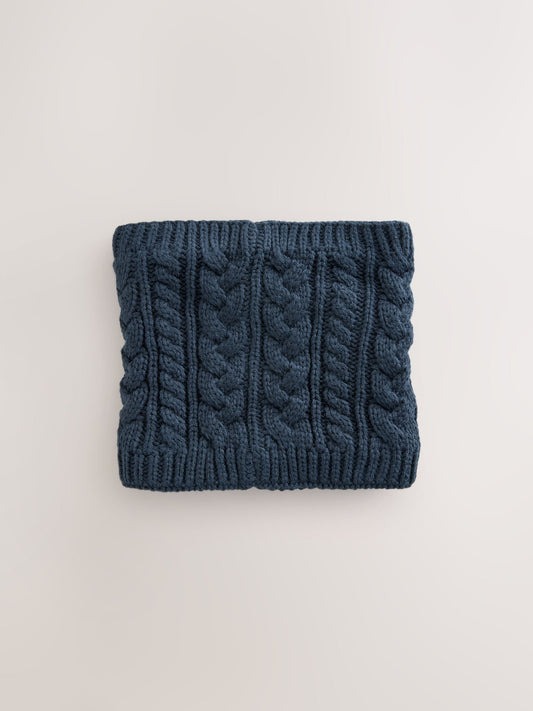 Navy Blue Cable Knit Snood (1-16yrs) image 3