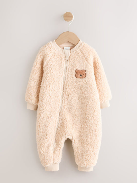 Neutral Bear Baby Heavy Fleece Sleepsuit image 1