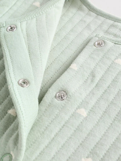 Sage Green Baby Quilted Sleepsuits 2 Pack