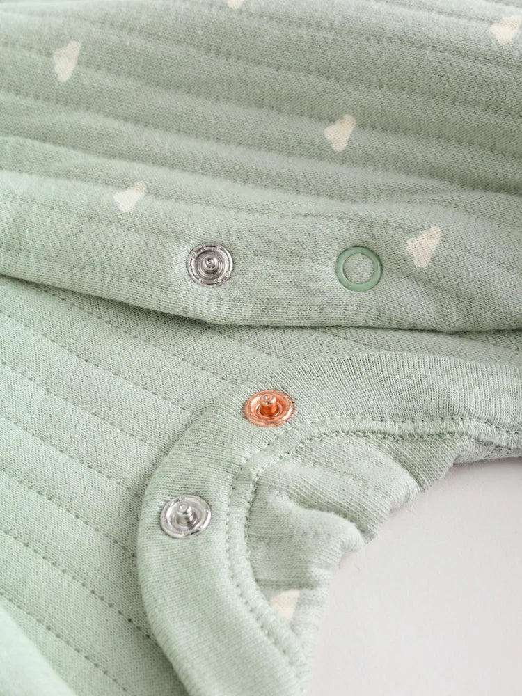 Sage Green Baby Quilted Sleepsuits 2 Pack