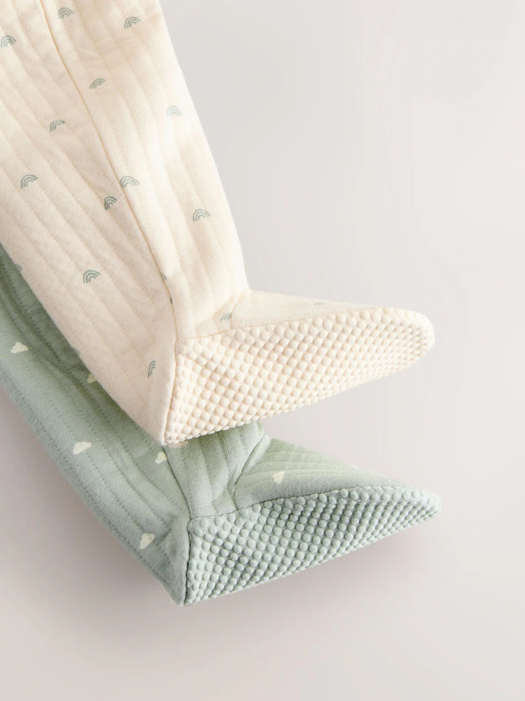 Sage Green Baby Quilted Sleepsuits 2 Pack