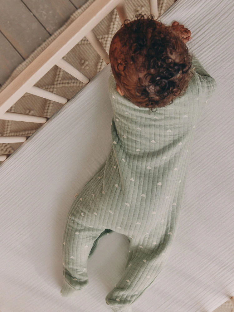 Sage Green Baby Quilted Sleepsuits 2 Pack