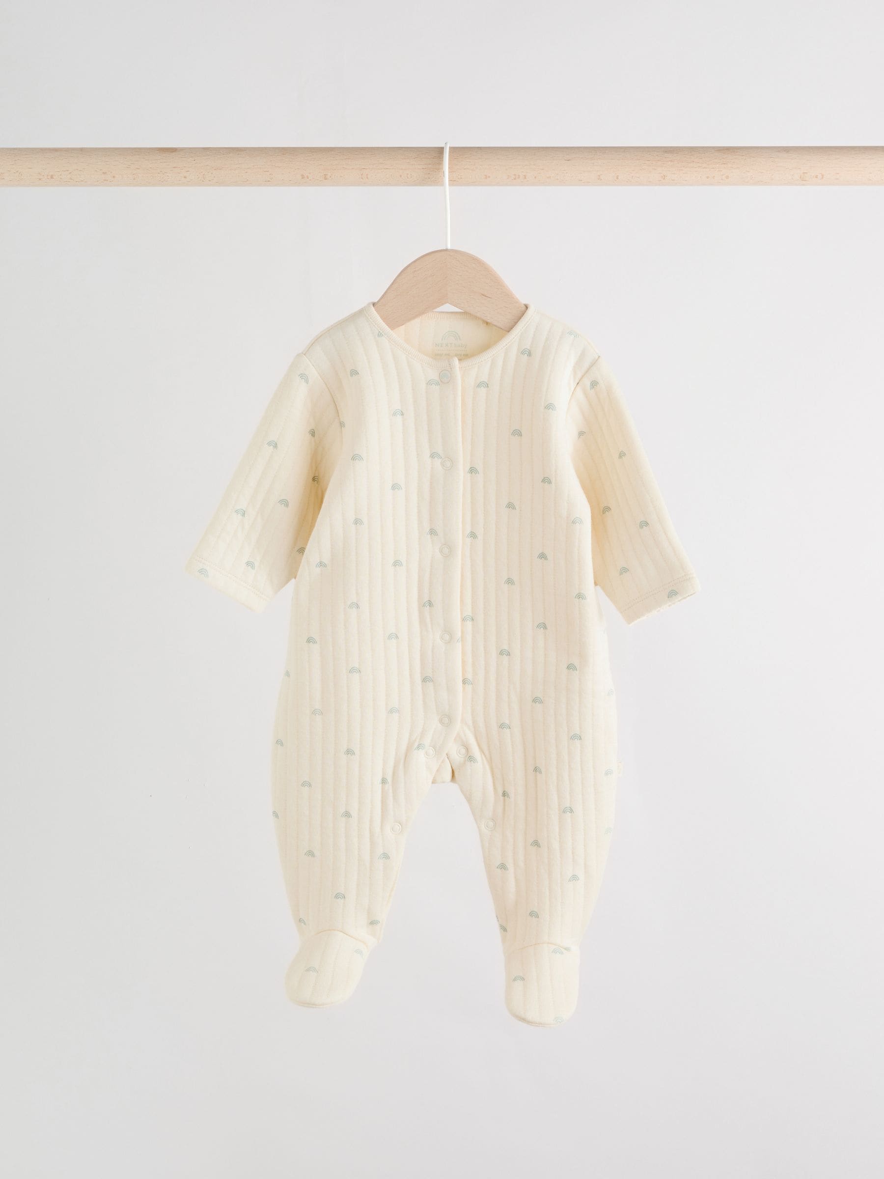 Sage Green Baby Quilted Sleepsuits 2 Pack image 3