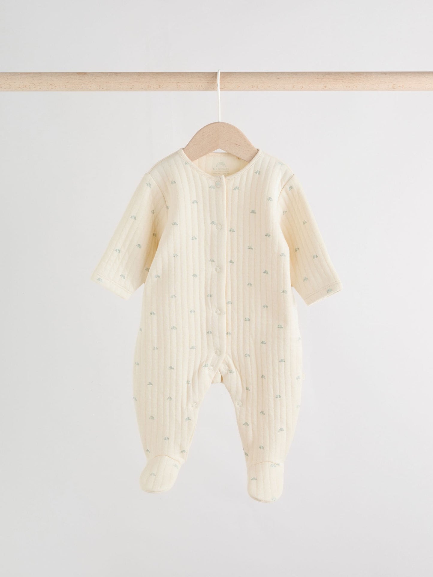 Sage Green Baby Quilted Sleepsuits 2 Pack image 3