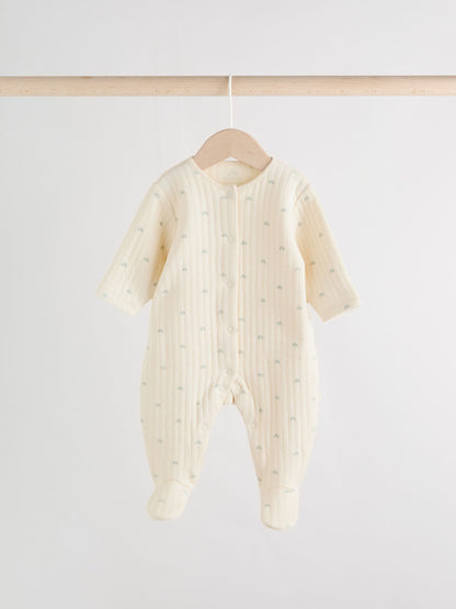 Sage Green Baby Quilted Sleepsuits 2 Pack image 3