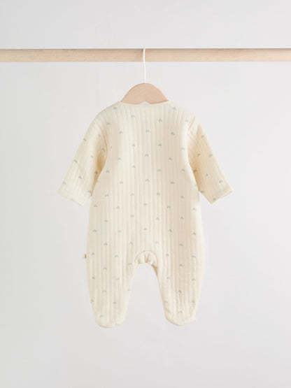 Sage Green Baby Quilted Sleepsuits 2 Pack image 4