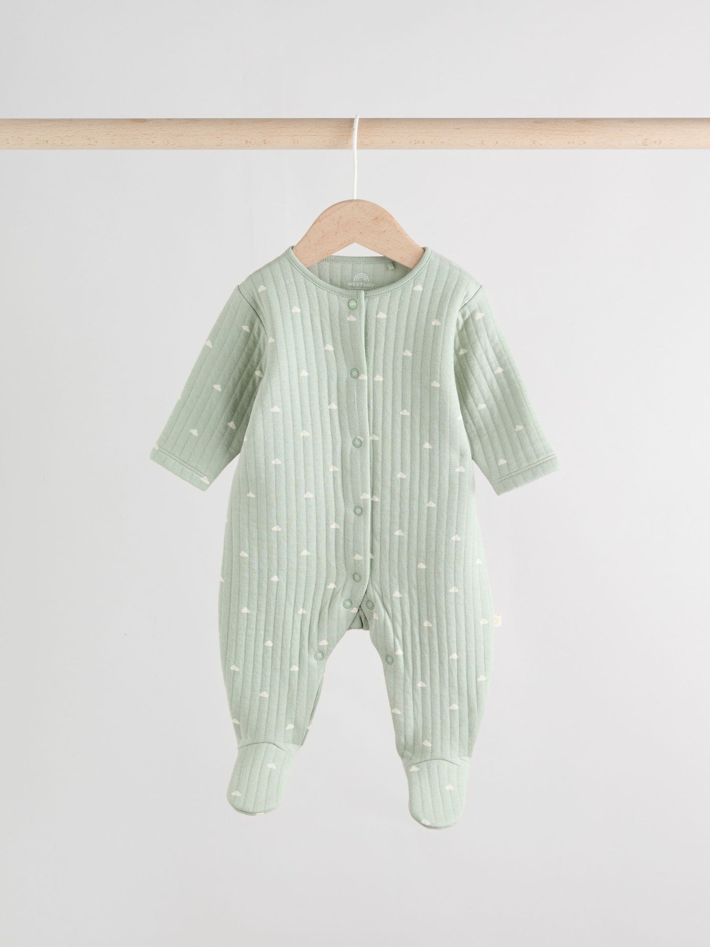 Sage Green Baby Quilted Sleepsuits 2 Pack image 5