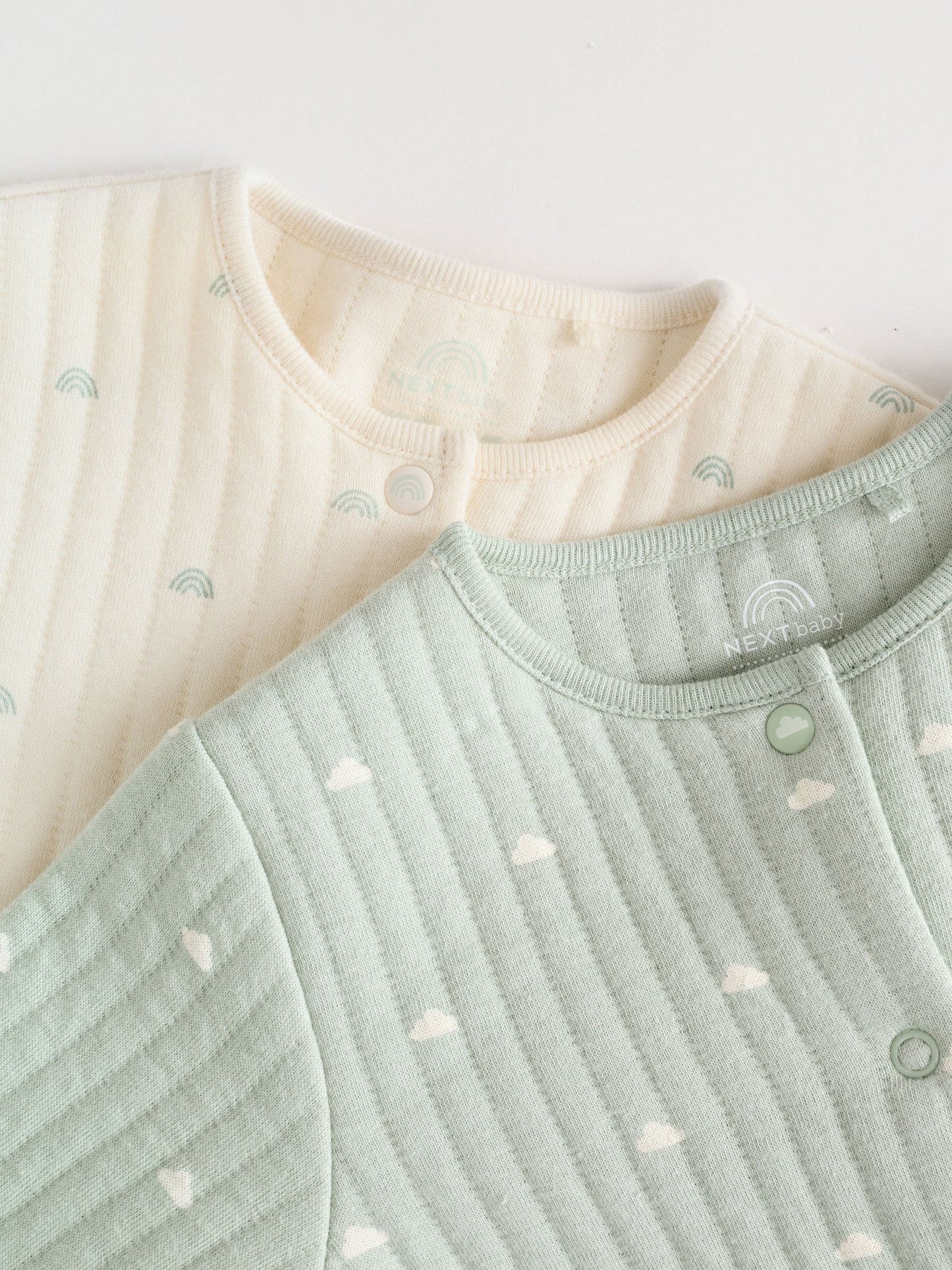 Sage Green Baby Quilted Sleepsuits 2 Pack image 7
