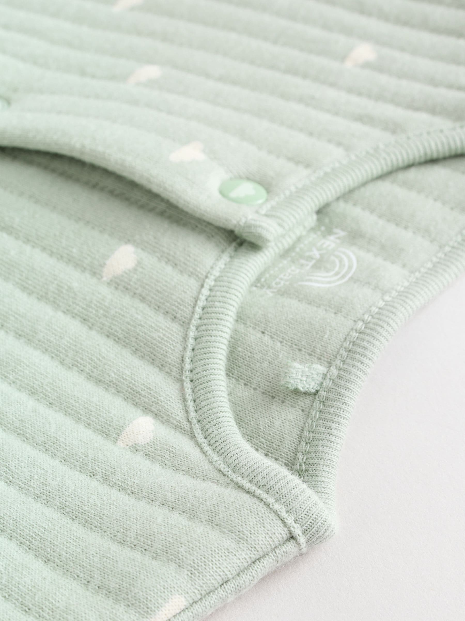 Sage Green Baby Quilted Sleepsuits 2 Pack image 8