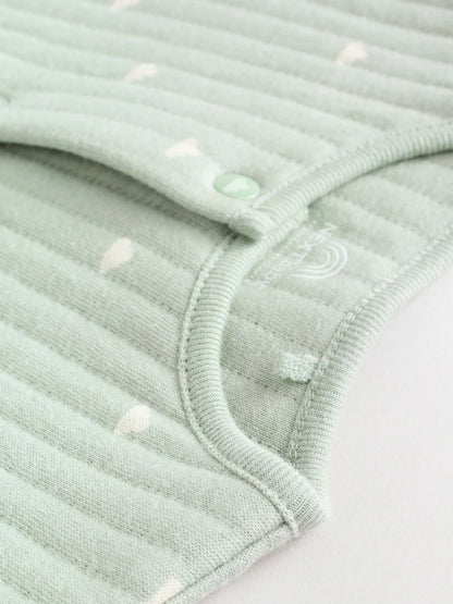 Sage Green Baby Quilted Sleepsuits 2 Pack