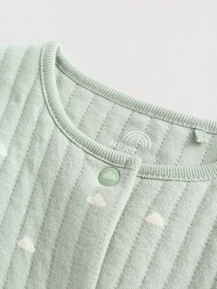 Sage Green Baby Quilted Sleepsuits 2 Pack