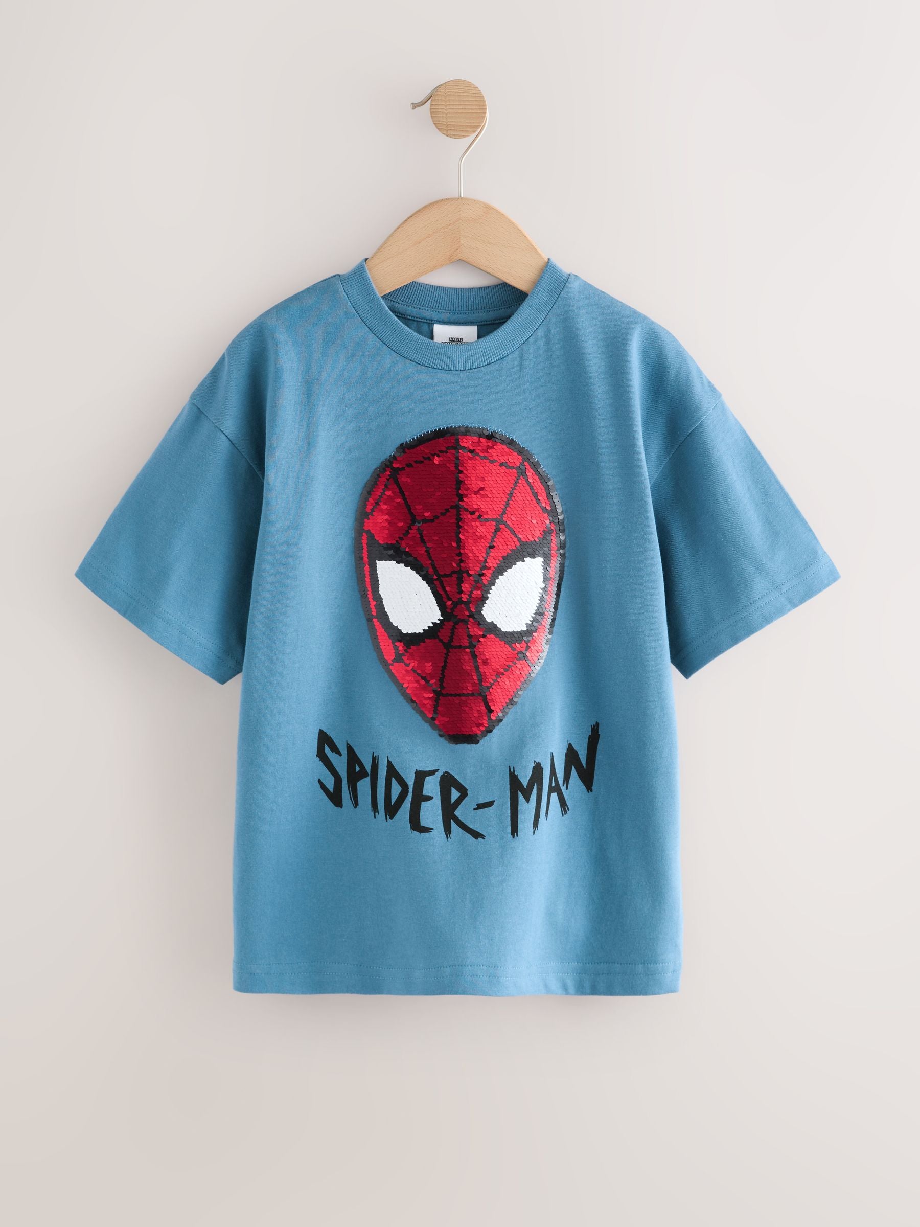 Dsiney Kidz - Blue Sequin Spiderman Short Sleeve T-Shirt (3-16yrs) image 1