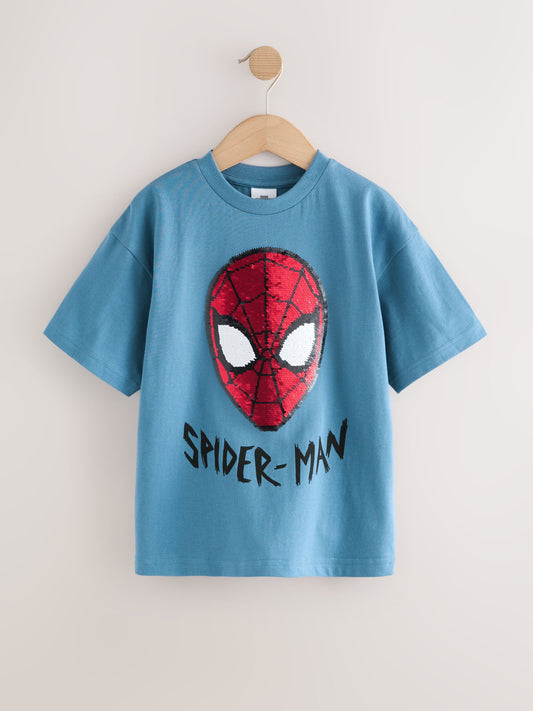 Dsiney Kidz - Blue Sequin Spiderman Short Sleeve T-Shirt (3-16yrs) image 1