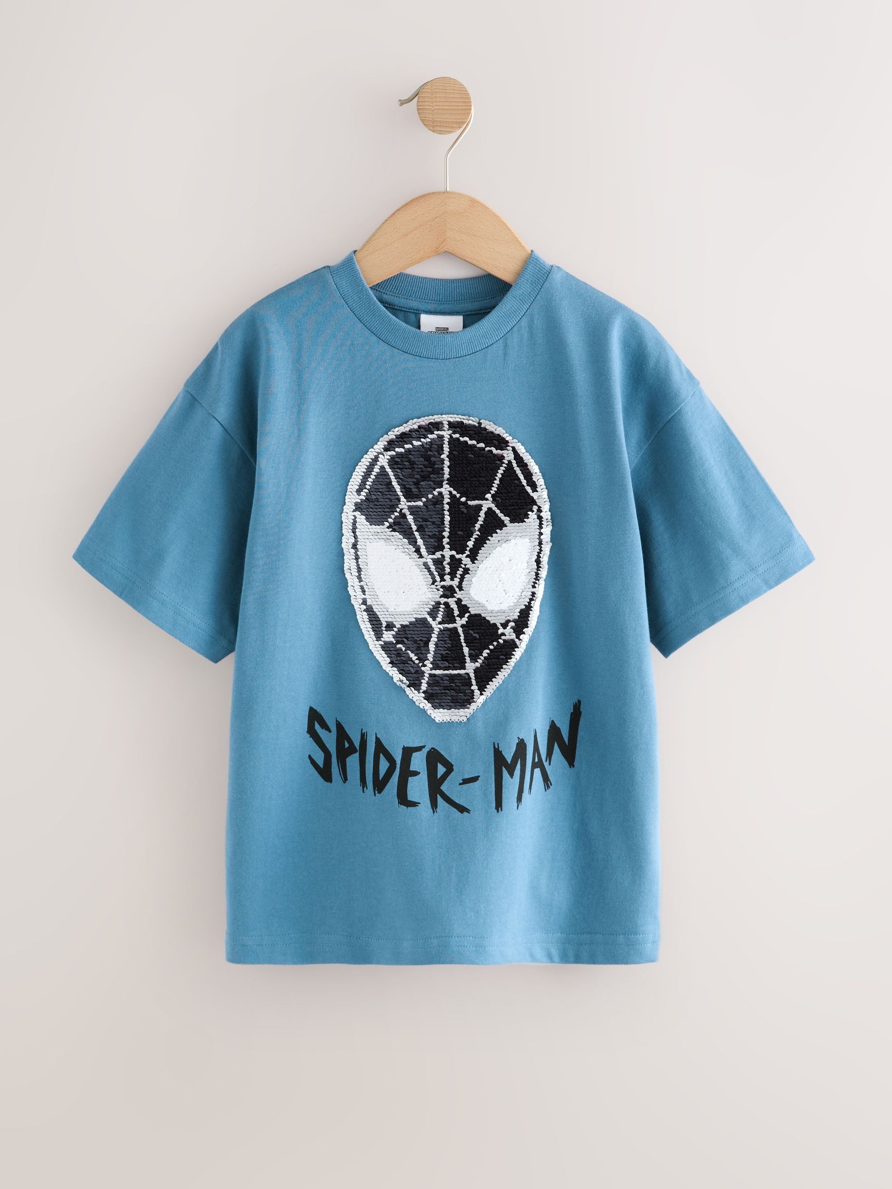 Dsiney Kidz - Blue Sequin Spiderman Short Sleeve T-Shirt (3-16yrs) image 2