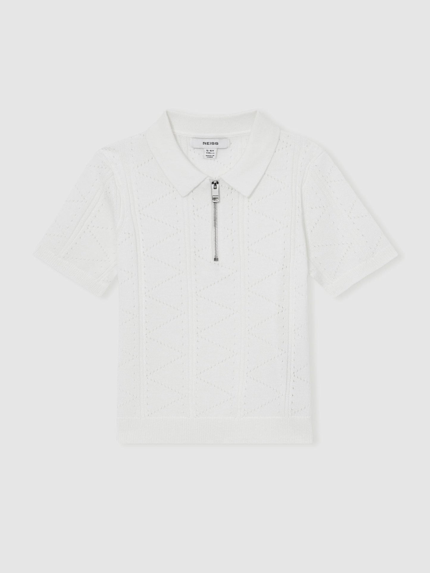 Dsiney Kidz - Reiss Off White Spey 9-13 yrs Half-Zip Pointelle Polo Shirt image 2