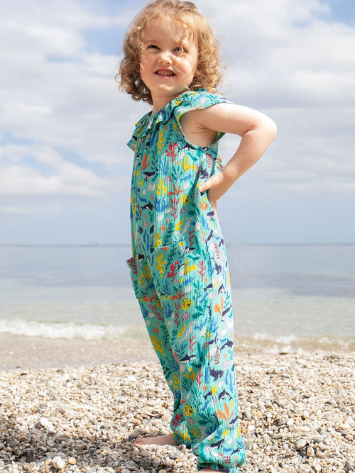 Frugi Blue Maris Playsuit Dungarees image 1