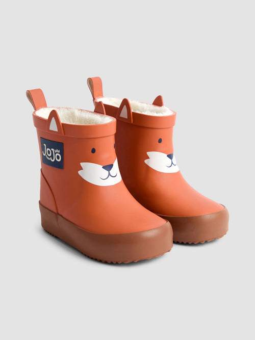 JoJo Maman Bébé Orange Fox Short Cosy Lined Wellies image 1