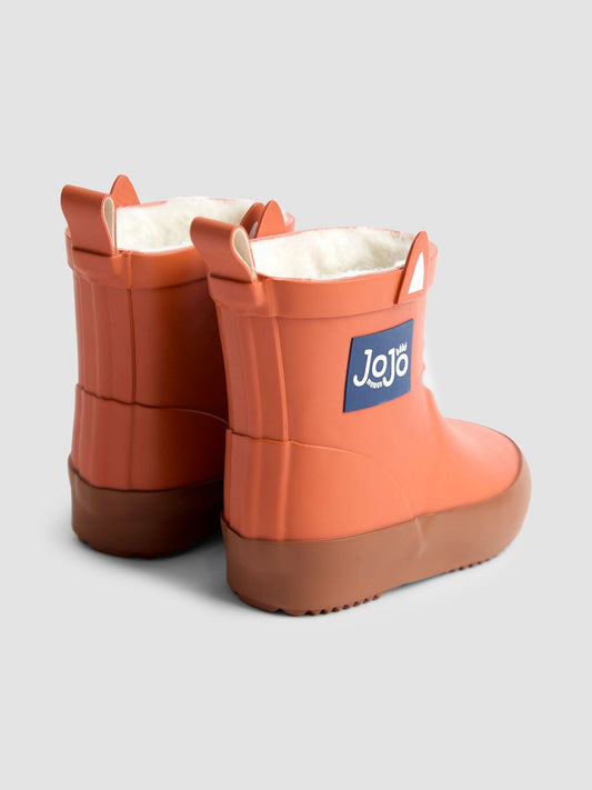 JoJo Maman Bébé Orange Fox Short Cosy Lined Wellies image 2