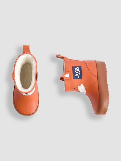 JoJo Maman Bébé Orange Fox Short Cosy Lined Wellies image 5