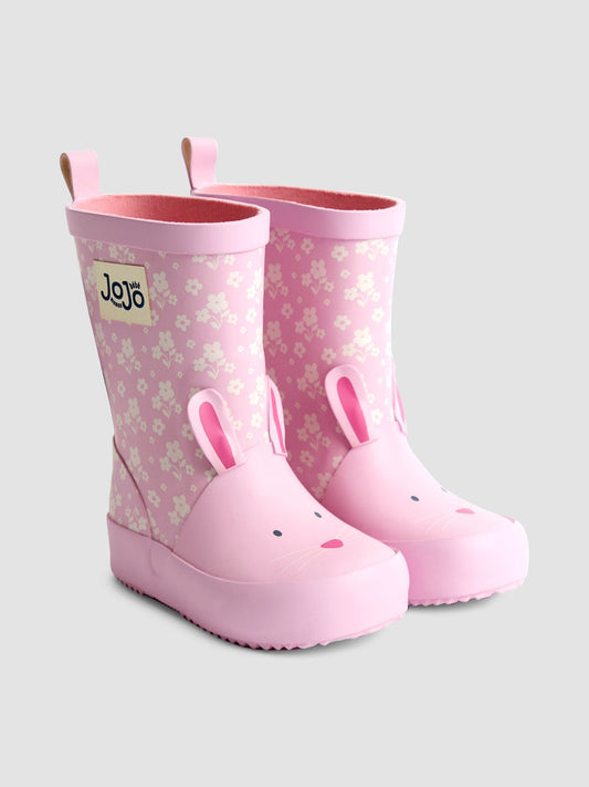 JoJo Maman Bébé Pink Bunny Floral Wellies image 1